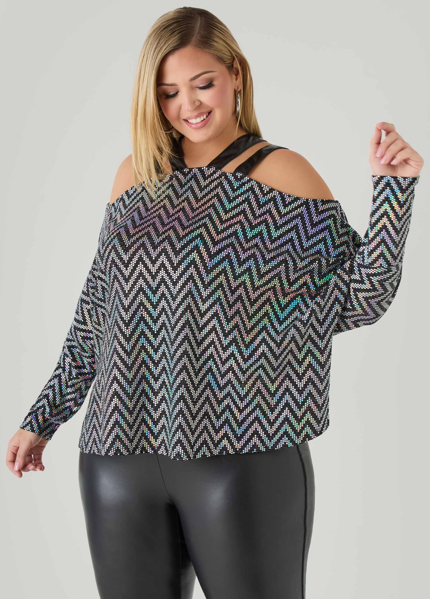 Cold Shoulder Metallic Top
