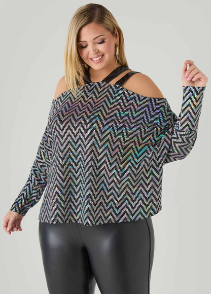 Cold Shoulder Metallic Top