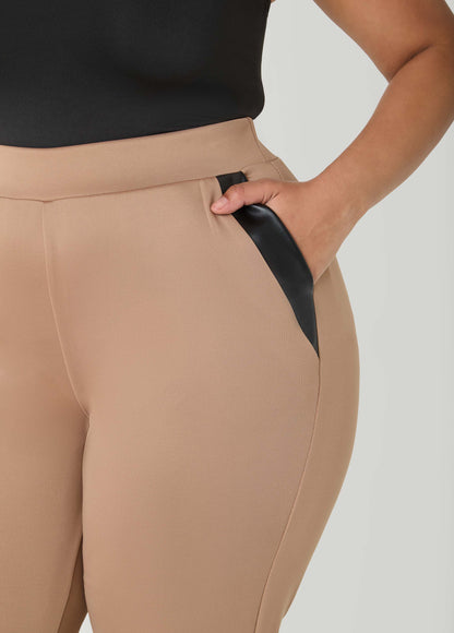 Faux Leather Paneled Joggers