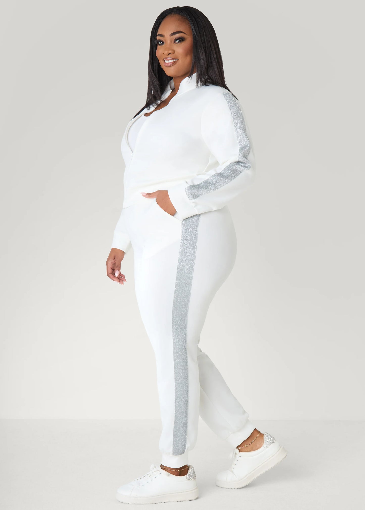 Metallic Paneled Track Jacket
