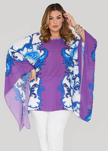 Draped Printed Poncho