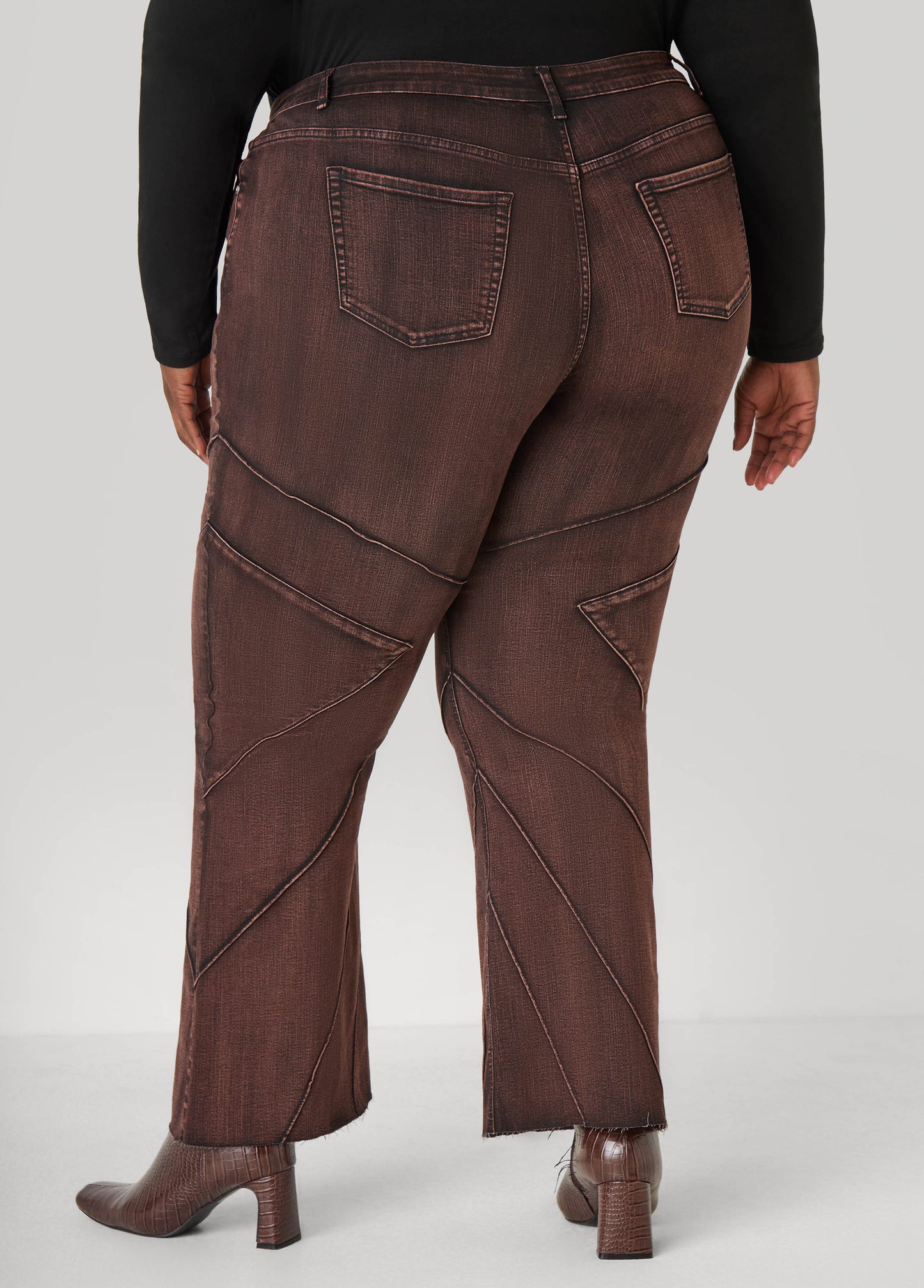 High Rise Seamed Flared Jeans
