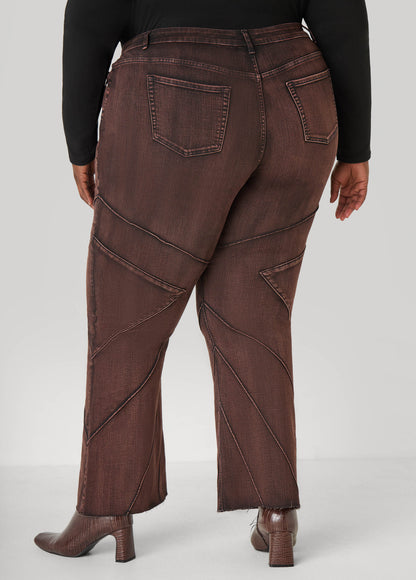High Rise Seamed Flared Jeans