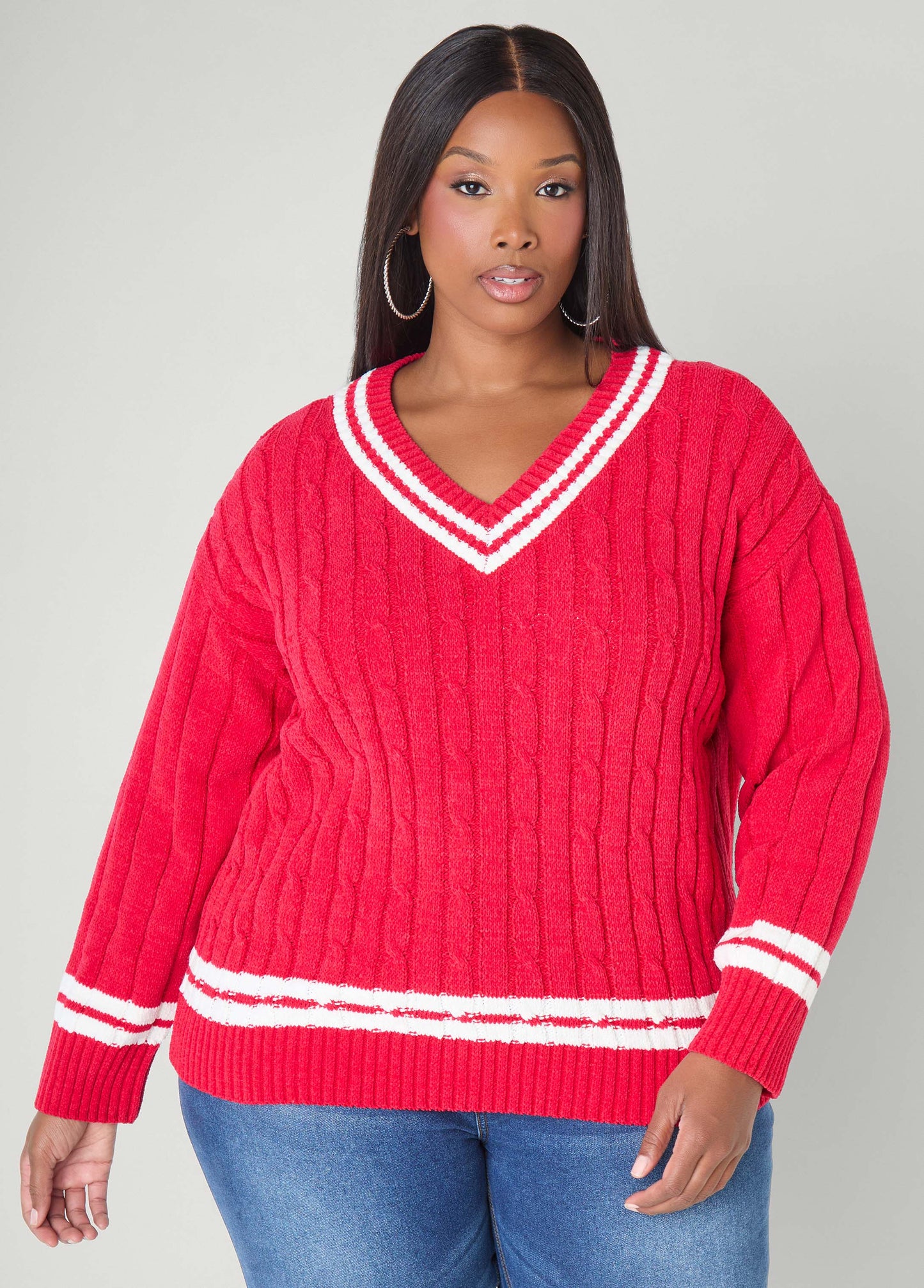 Striped Cable Knit Sweater