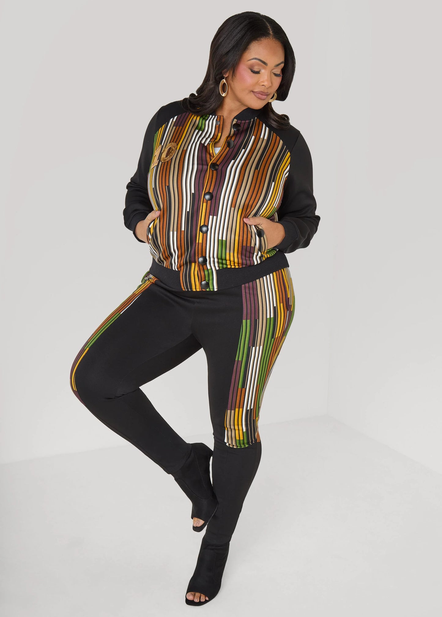 10 Appliqued Striped Track Jacket