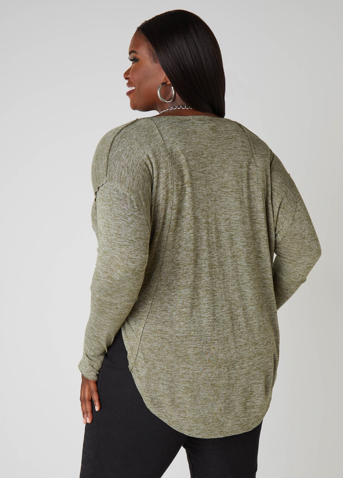 Slub Knit V Neck Top