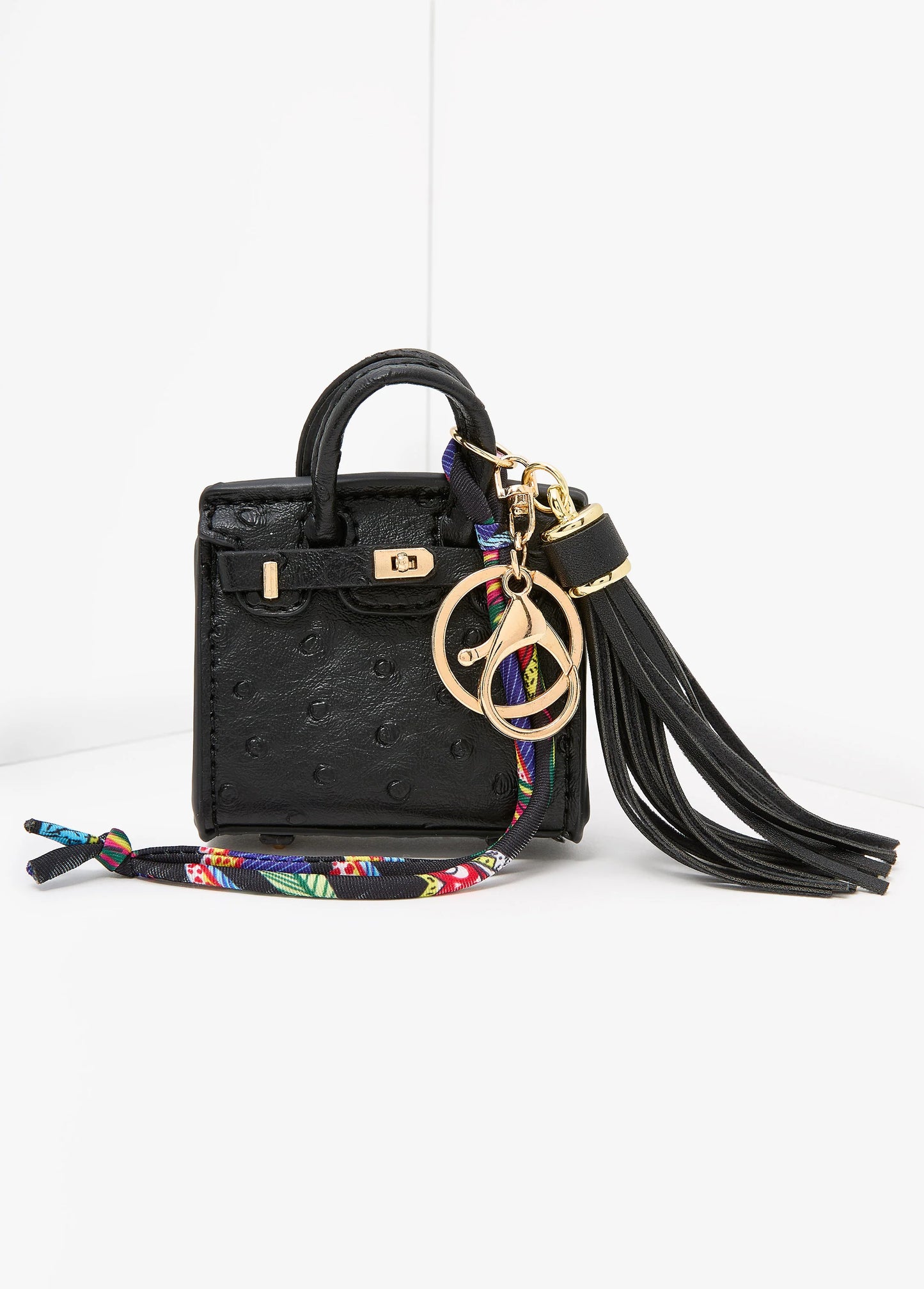 Tasseled Ostrich Effect Bag Charm