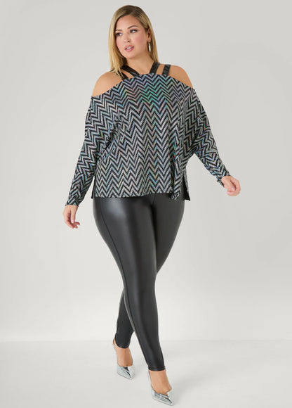 Cold Shoulder Metallic Top