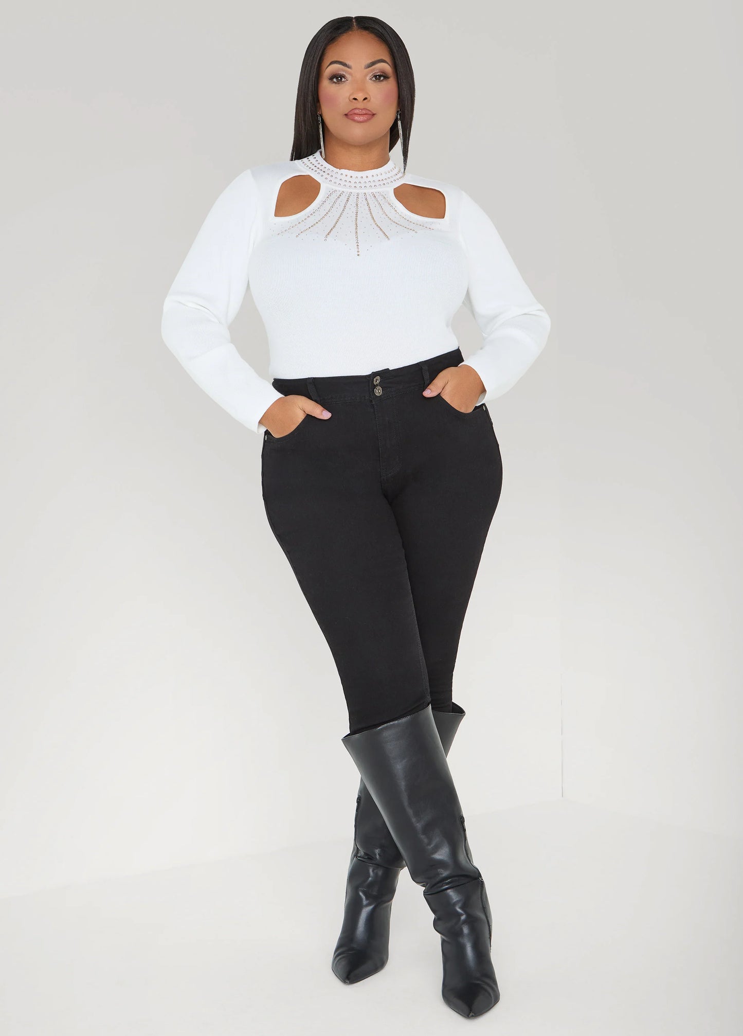 Cutout Crystal Sweater