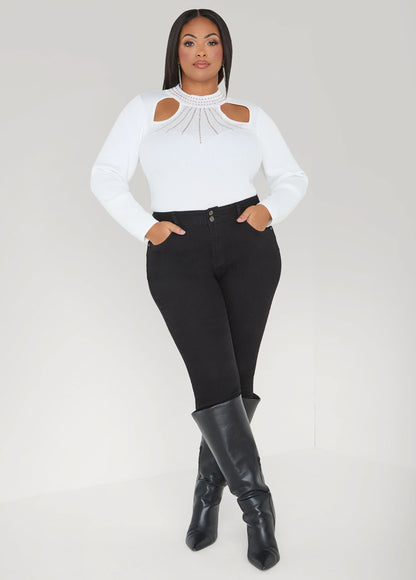 Cutout Crystal Sweater