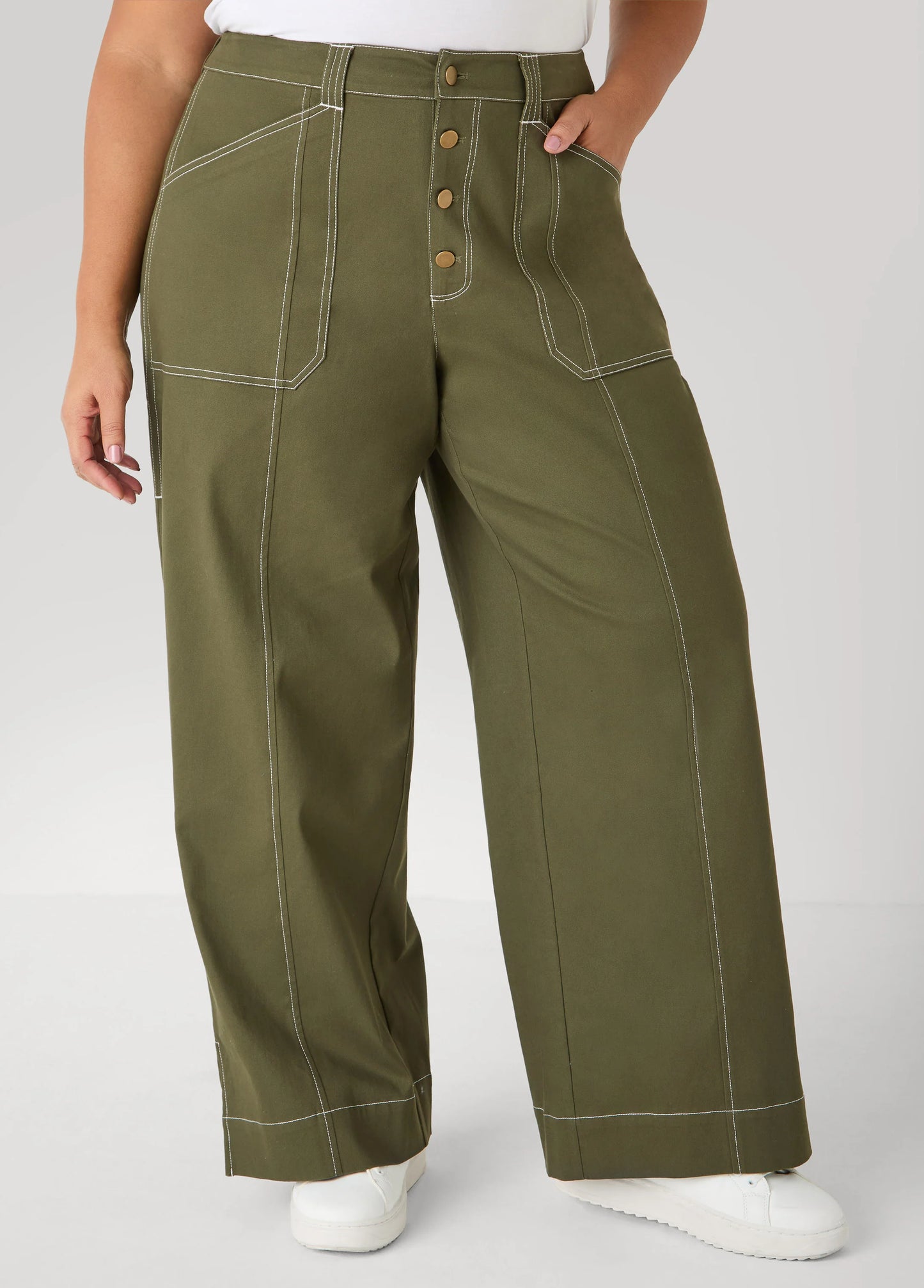 Twill Wide Leg Pants