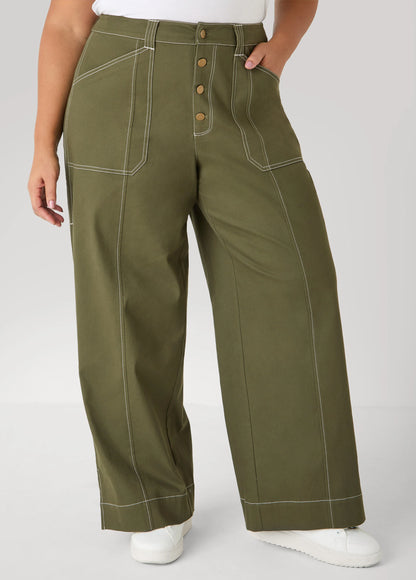 Twill Wide Leg Pants