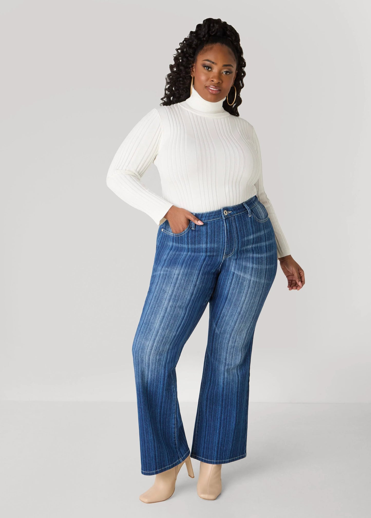 Turtleneck Ribbed Knit Sweater