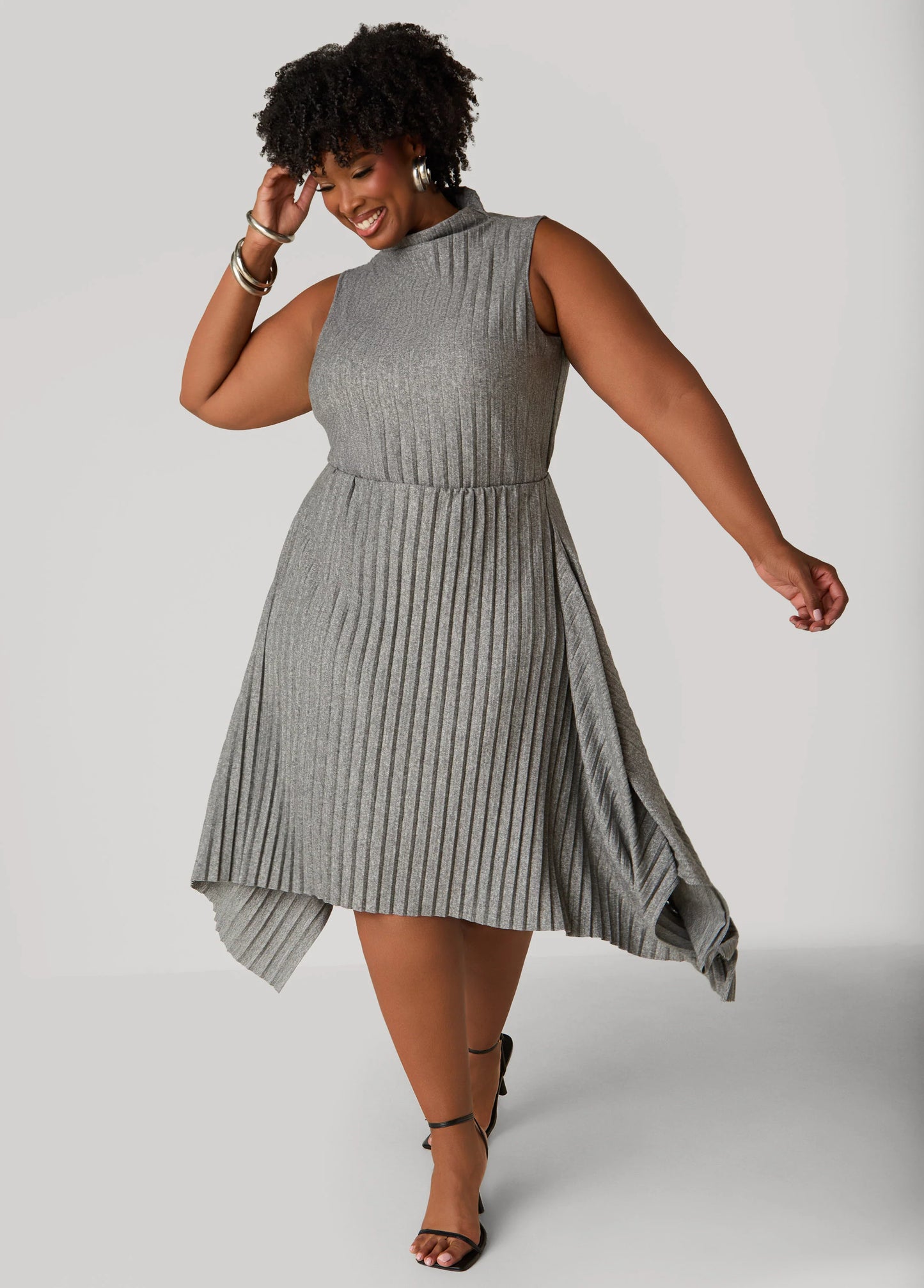 Mock Neck Pleated Top