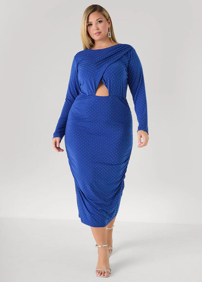 Studded Faux Wrap Bodycon Dress