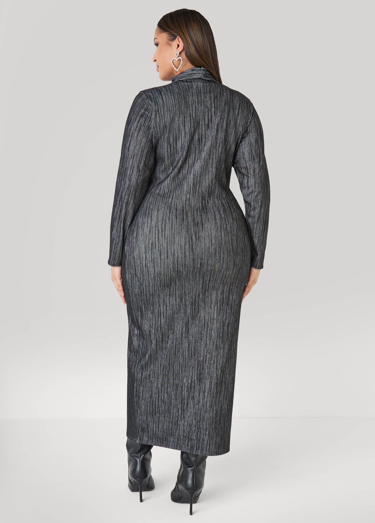 Cowl Neck Denim Maxi Dress