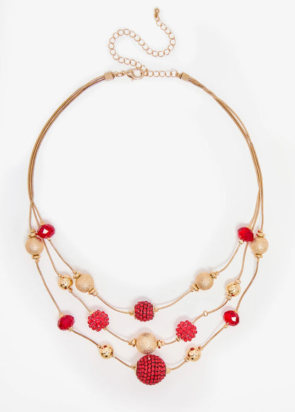 Layered Bead And Crystal Necklace