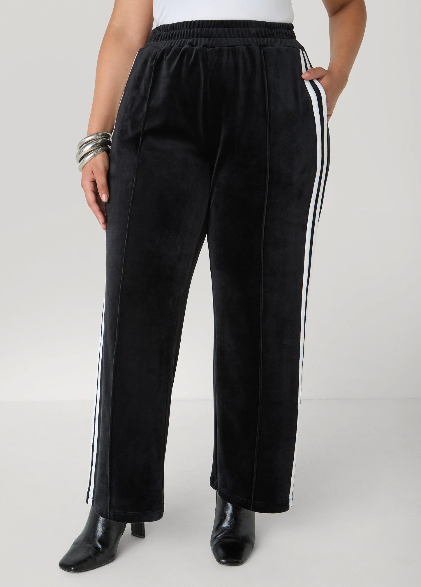 Stripe Trimmed Velour Track Pants