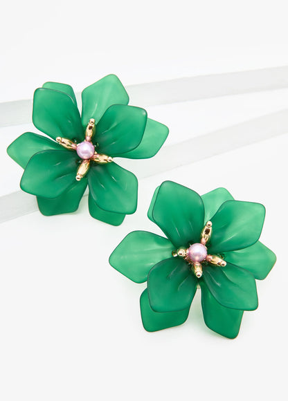 Beaded Floral Stud Earrings
