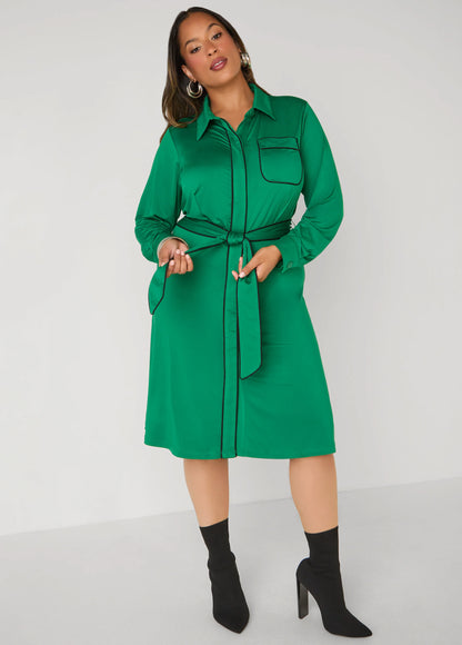 Belted Knit Shirtdress