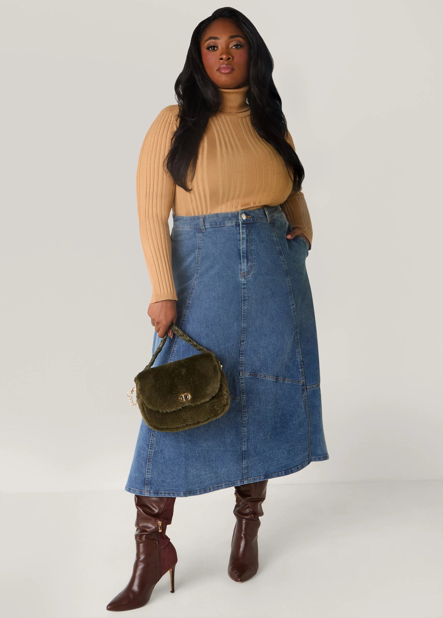 Faux Fur Front Flap Bag