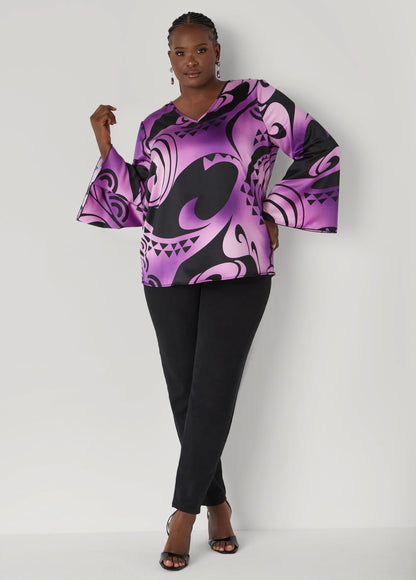 Geo Print Satin Blouse