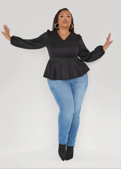 Puff Sleeved Peplum Top