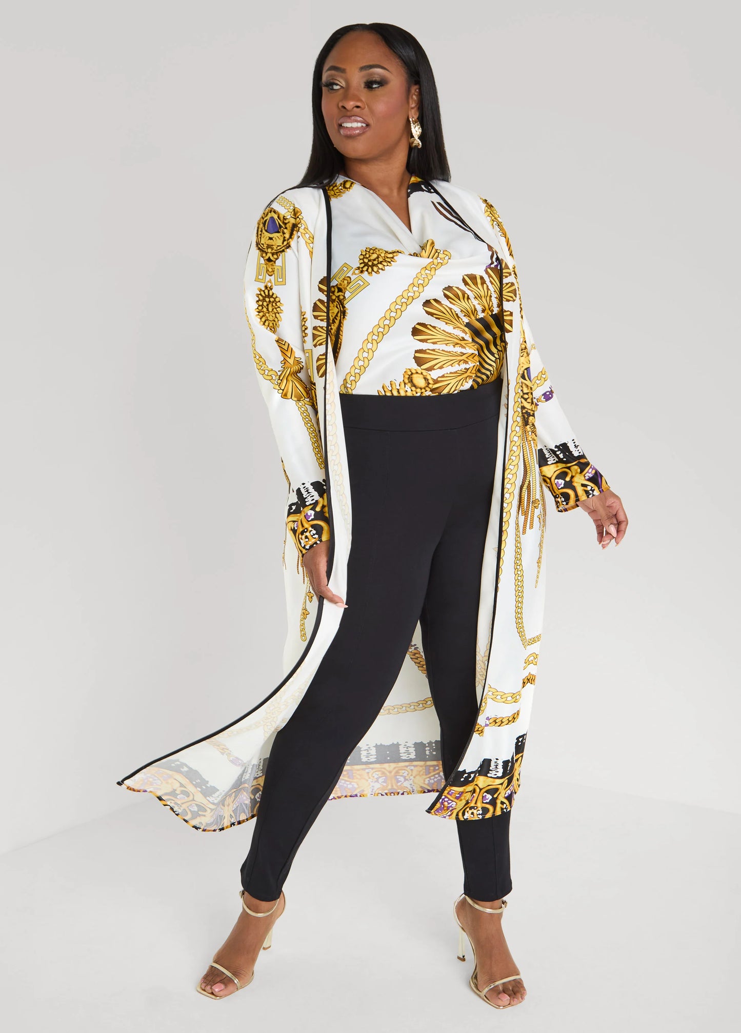 Chain Print Satin Duster