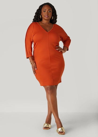 Ruched V Neck Dress