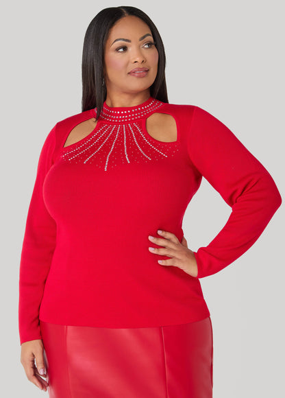 Cutout Crystal Sweater