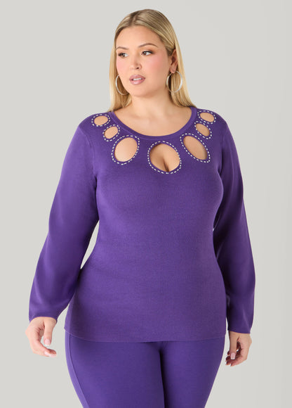 Crystal Cutout Sweater