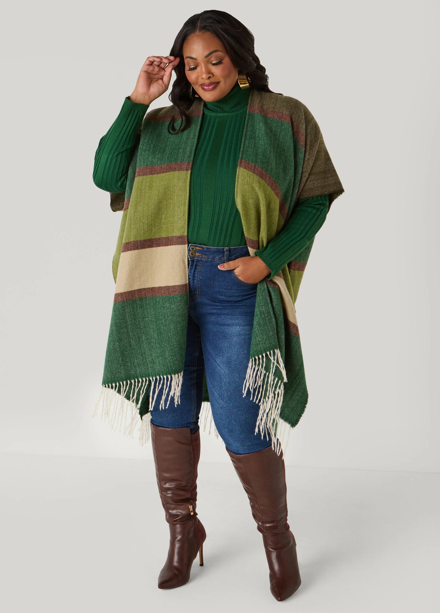Brushed Knit Colorblock Kimono