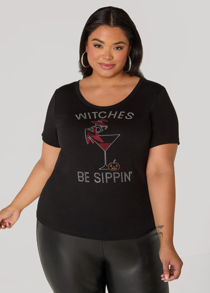 Witches Be Sippin Crystal Tee