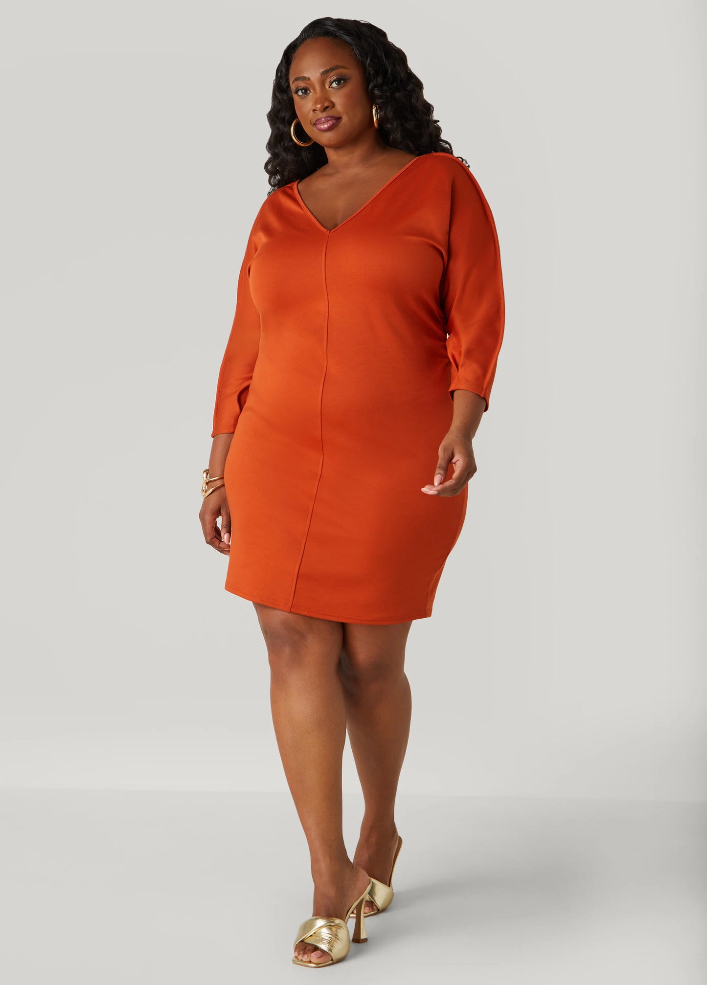 Ruched V Neck Dress