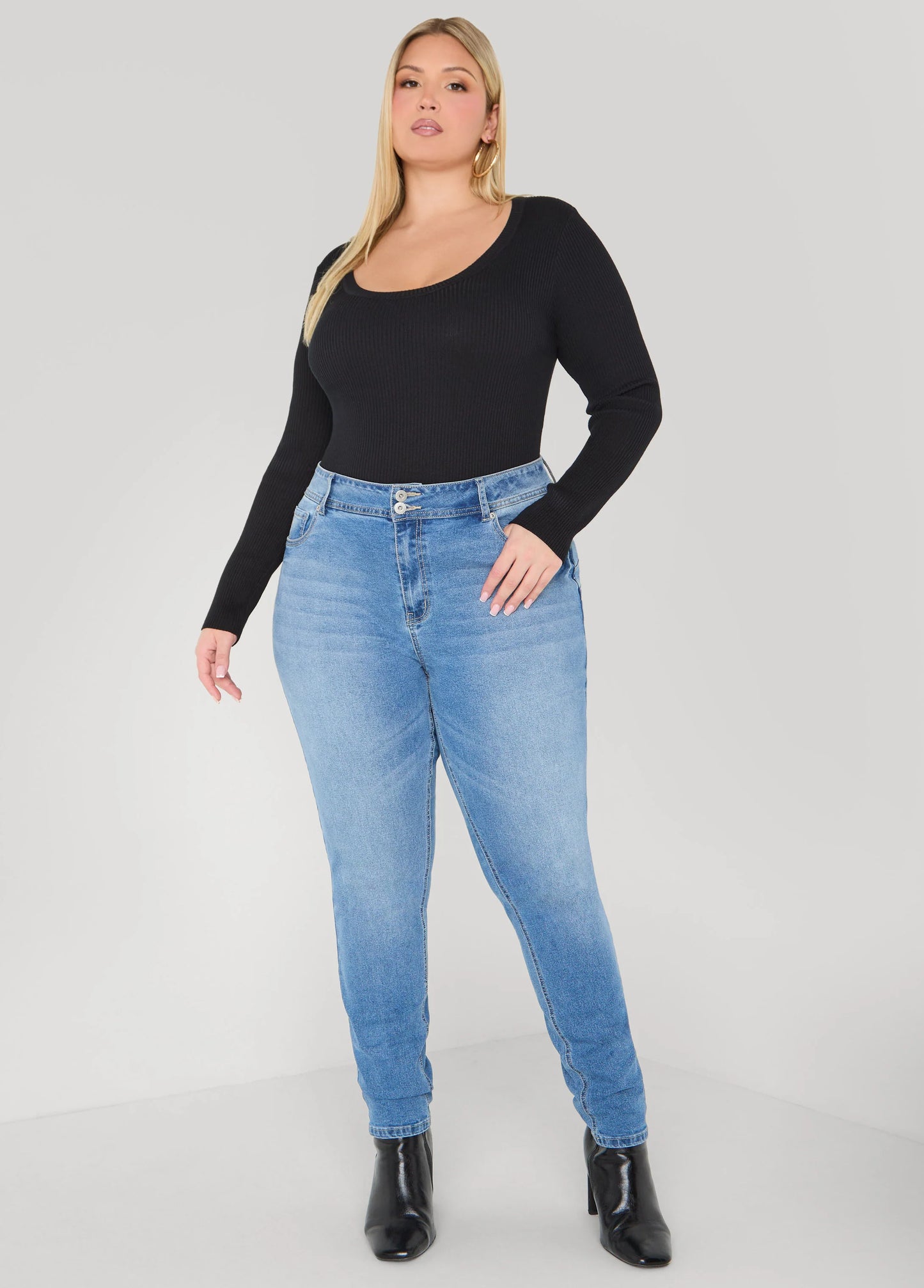 Ribbed Scoop Neck Sweater