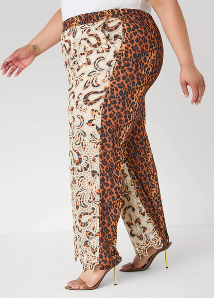Leopard Print Corded Lace Pants