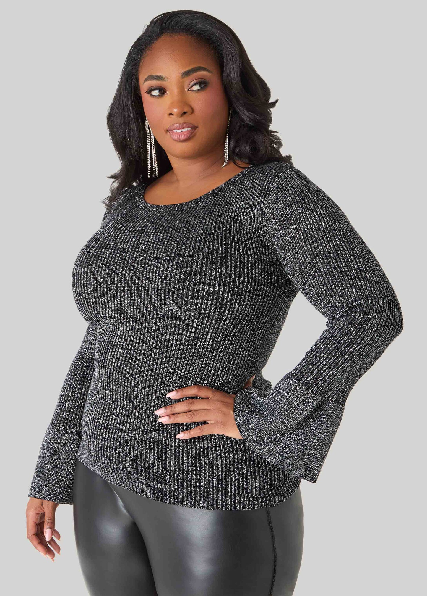 Lurex™ Bell Sleeve Sweater