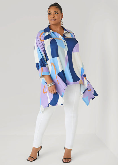 Abstract Print Sharkbite Shirt