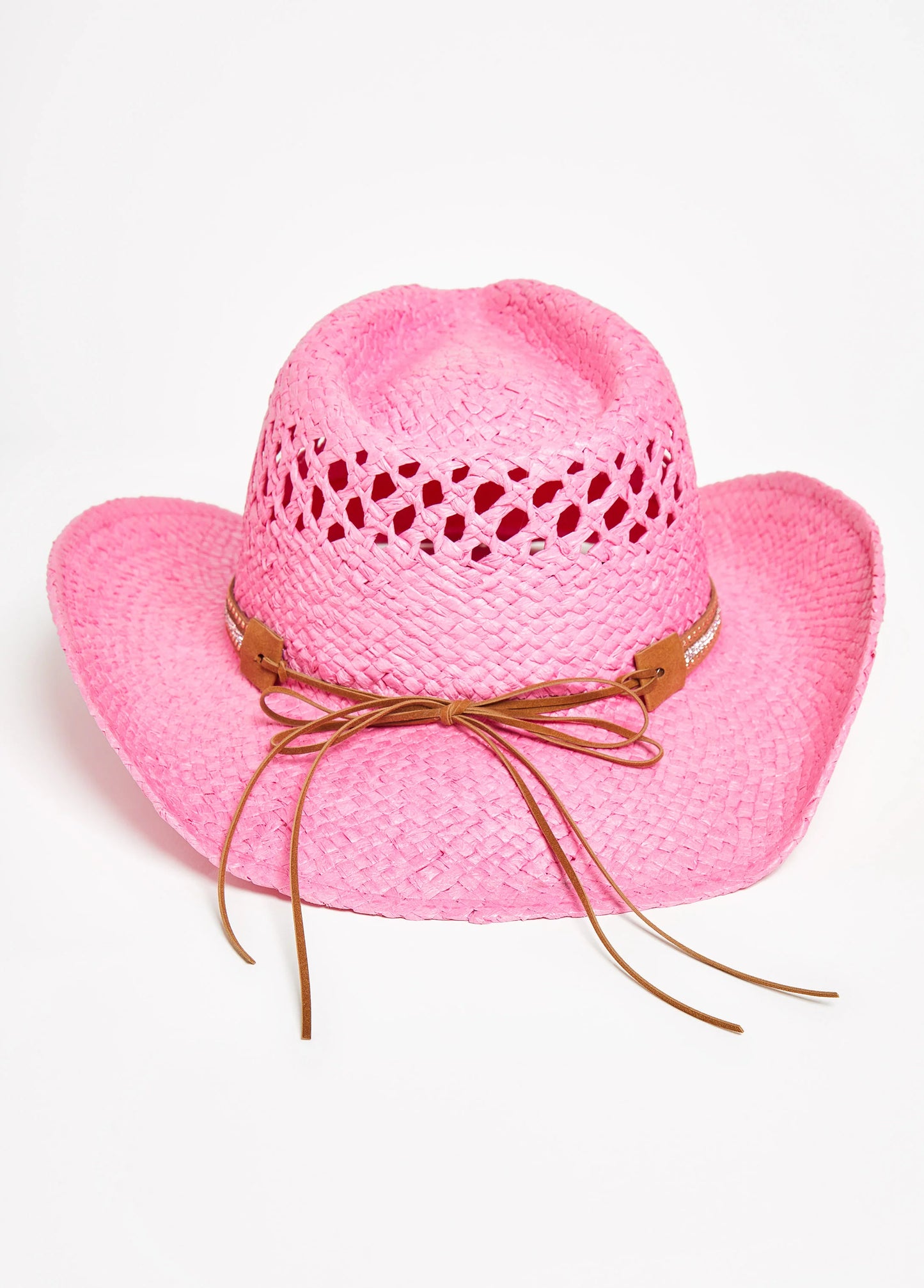 Crystal Trimmed Straw Cowboy Hat