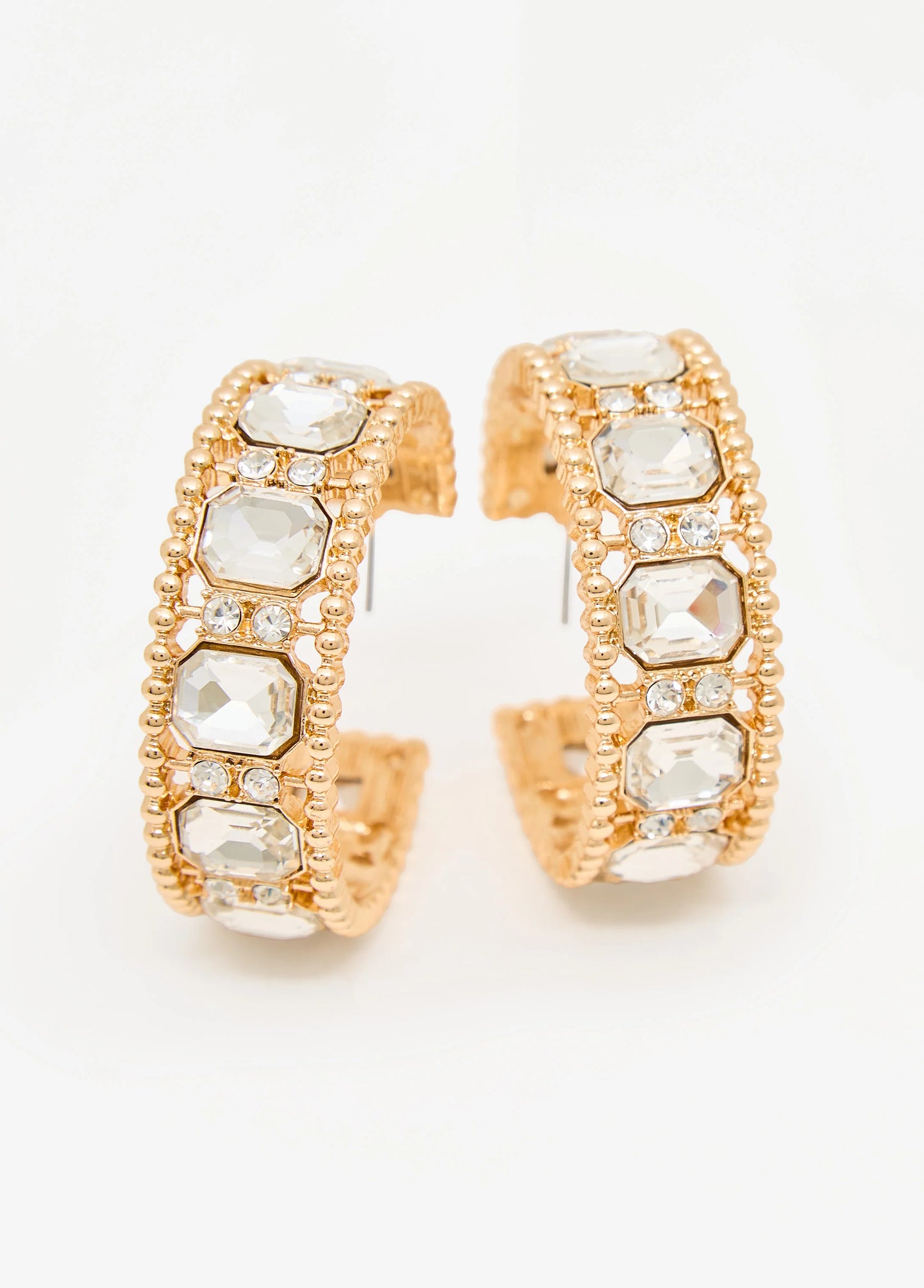 Crystal Embellished Hoop Earrings