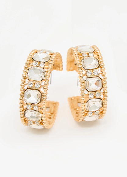 Crystal Embellished Hoop Earrings