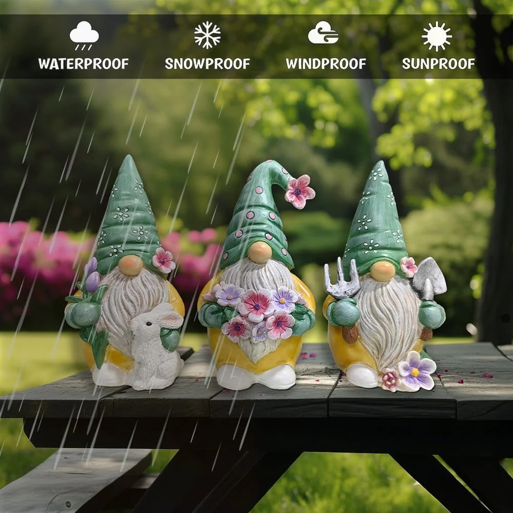 Set of Three Gardening Gnome Figurines