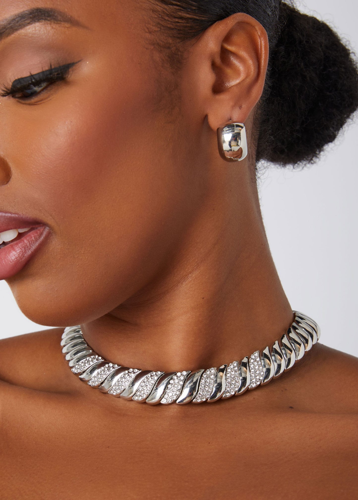 Pavé Crystal Silver Tone Necklace