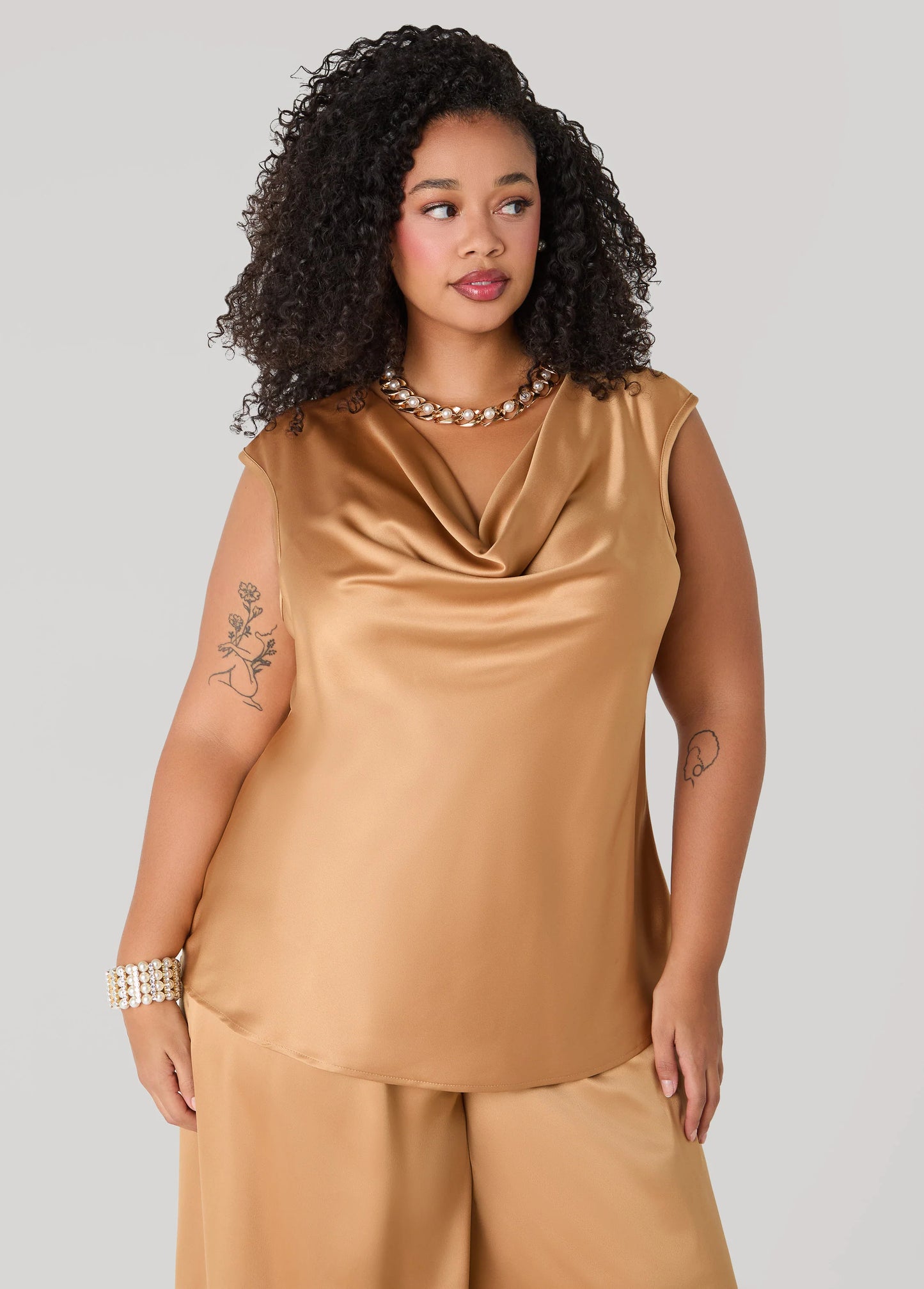 Cowl Neck Satin Top