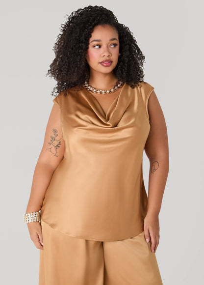 Cowl Neck Satin Top