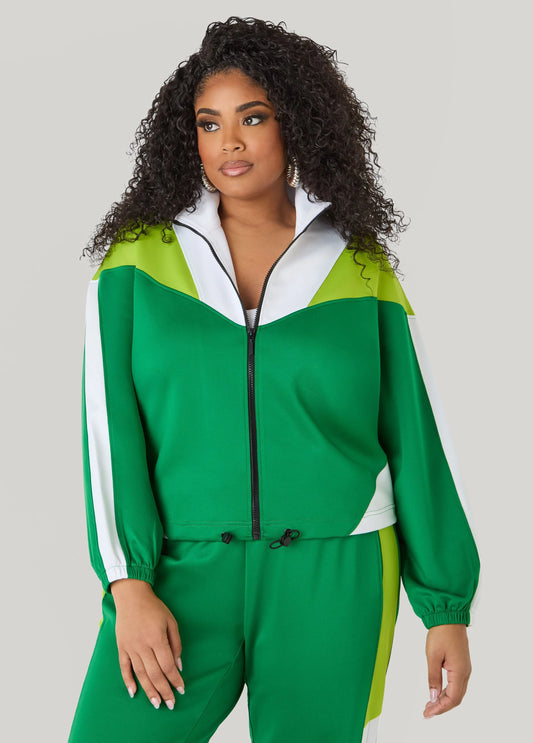 Drawstring Colorblock Track Jacket