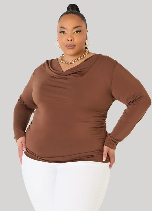 Cowl Neck Ruched Top