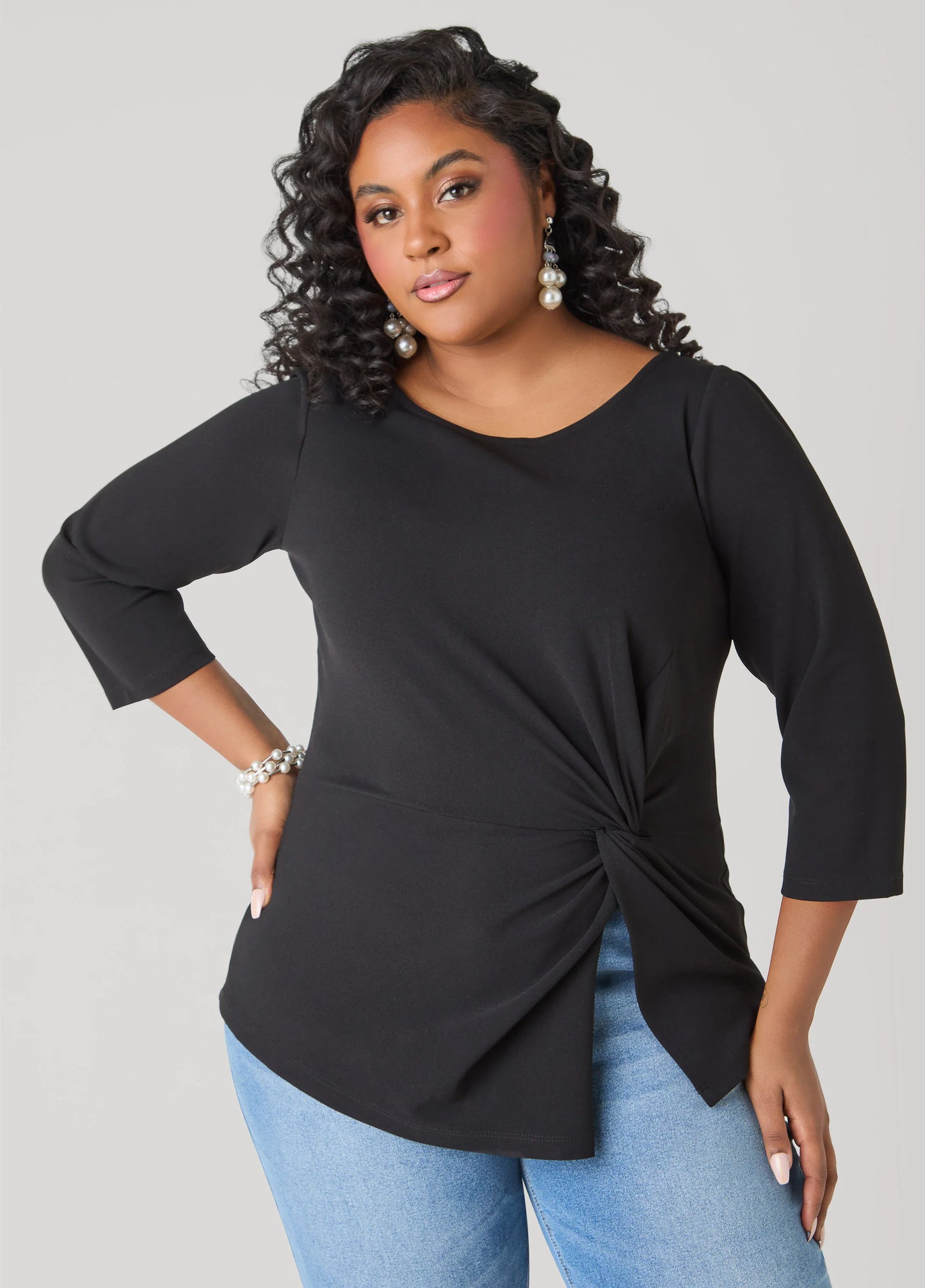 Knotted Detail Boat Neck Top