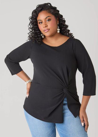 Knotted Detail Boat Neck Top