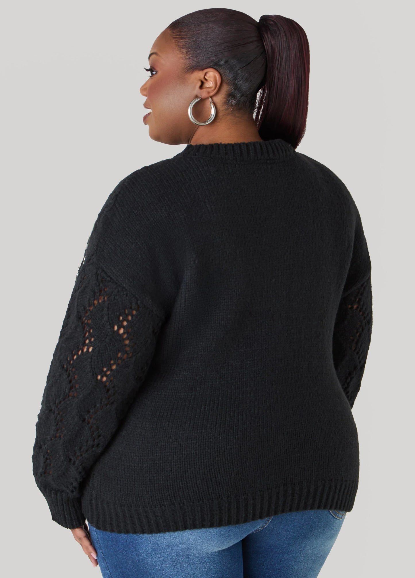 Crystal Pointelle Knit Sweater